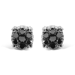 Men's 10K Yellow Gold 1.00 Cttw White and Black Treated Diamond Earring (Black / I-J Color, I2-I3 Clarity)