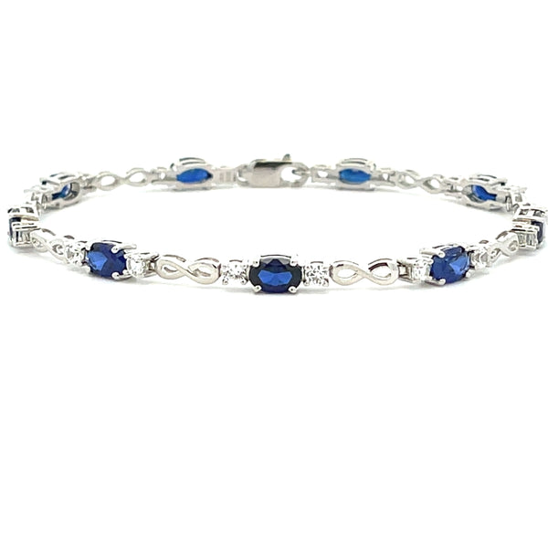 Created Sapphire Tennis Bracelet Sterling Silver