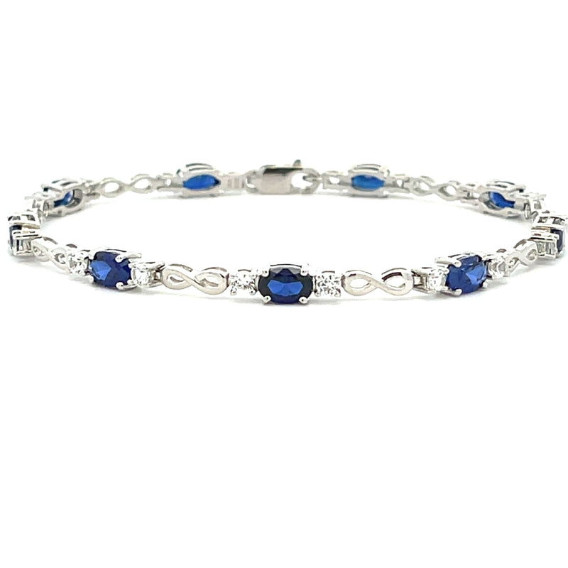 Created Sapphire Tennis Bracelet Sterling Silver