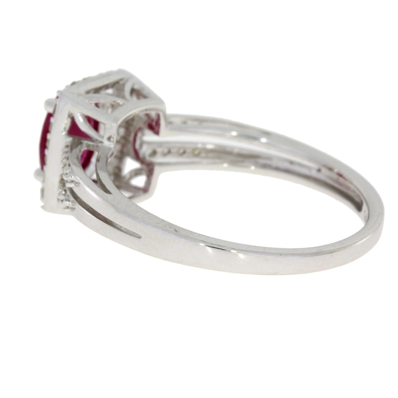 Natural 1.18ct Ruby Diamond Ring 14KT White Gold