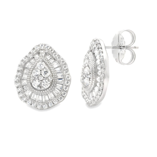 Genuine Cubic Zirconia Earrings Sterling Silver