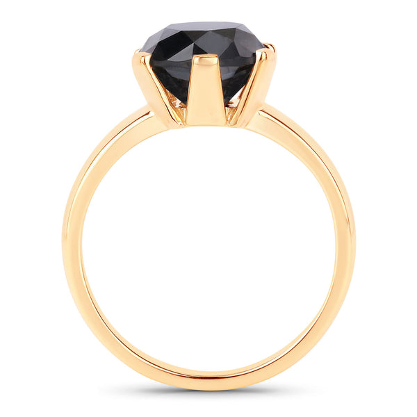 3.31 Carat Genuine Black Diamond 14K Yellow Gold Ring