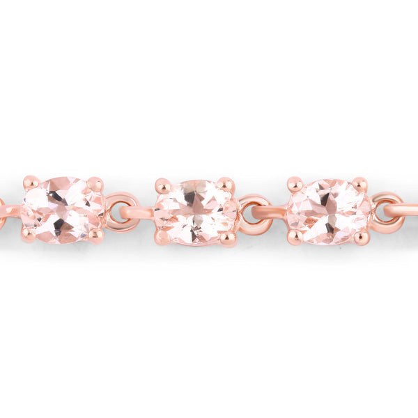 1.62 Carat Genuine Morganite .925 Sterling Silver Bracelet