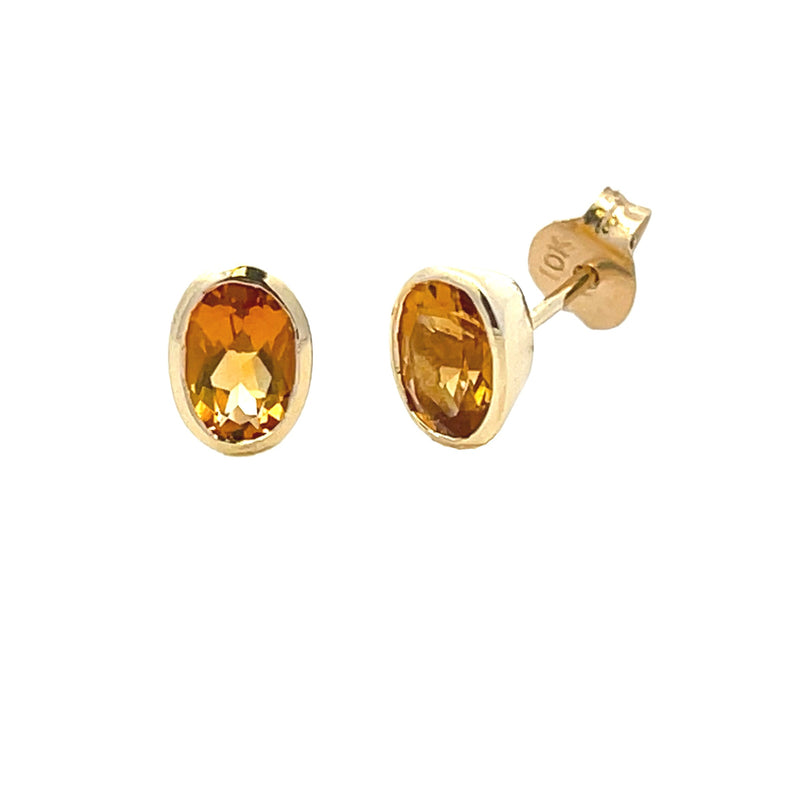 Natural .76ct Citrine Stud Earrings 10KT Yellow Gold