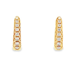 Genuine .25ct Diamond Hoop Earrings 14KT Yellow Gold