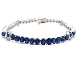 Sapphire Diamond Tennis Bracelet 14KT White Gold