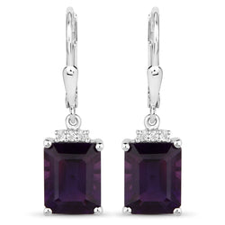 6.63 Carat Genuine Amethyst .925 Sterling Silver Earrings