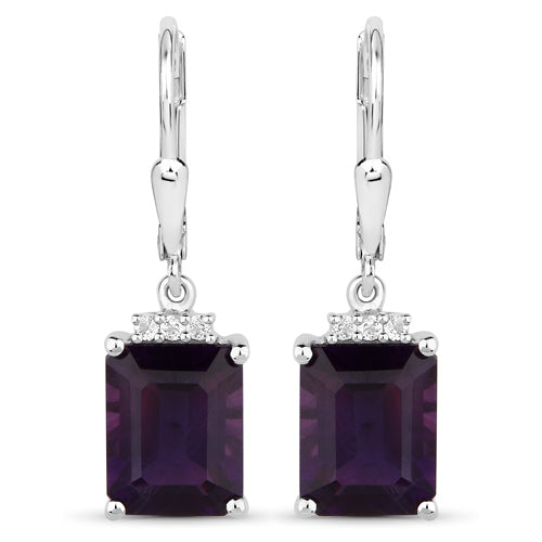 6.63 Carat Genuine Amethyst .925 Sterling Silver Earrings