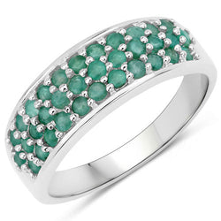 1.09 Carat Genuine Emerald .925 Sterling Silver Ring