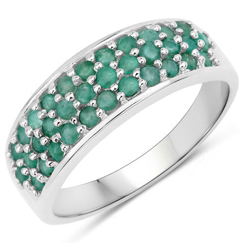 1.09 Carat Genuine Emerald .925 Sterling Silver Ring