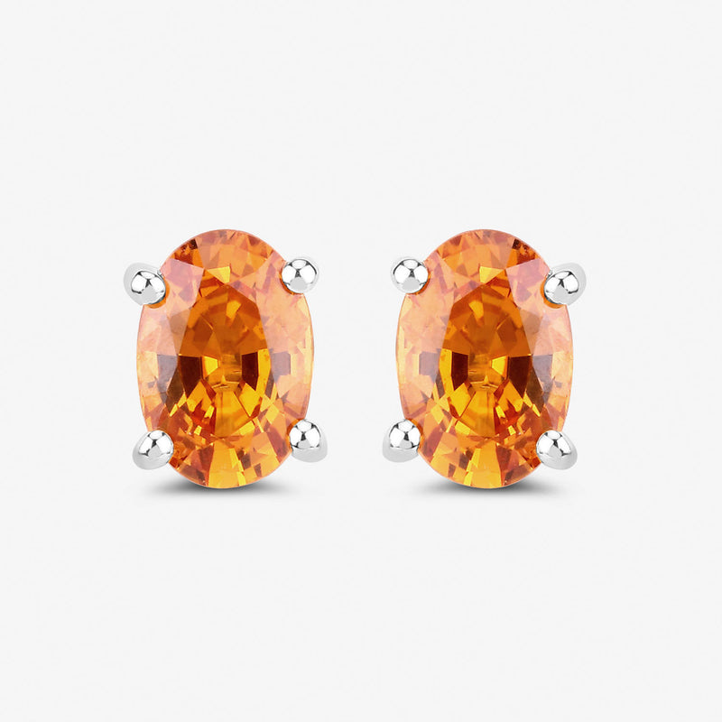 1.10 Carat Genuine Orange Sapphire 14K Yellow Gold Earrings