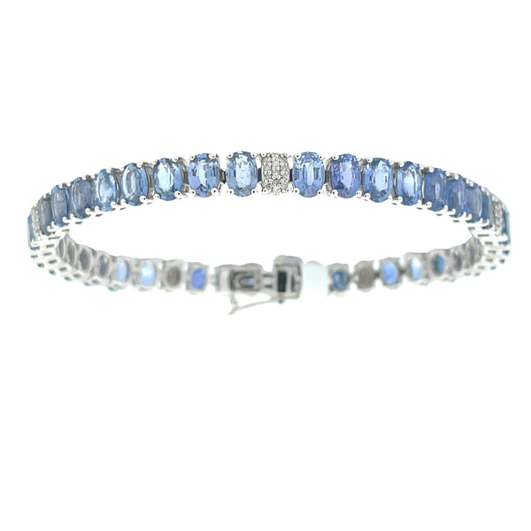 Sapphire Diamond Tennis Bracelet 14KT White Gold