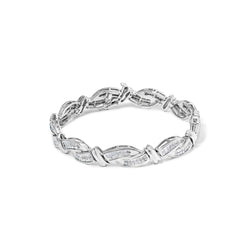 14K White Gold 4.0 Cttw Invisble Set Princess-Cut Diamond Wave Style Link Bracelet (H-I Color, SI2-I1 Clarity) - 7"