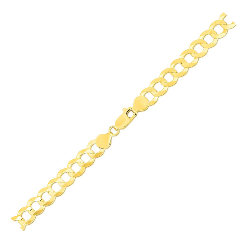 7.0mm 14k Yellow Gold Solid Curb Bracelet