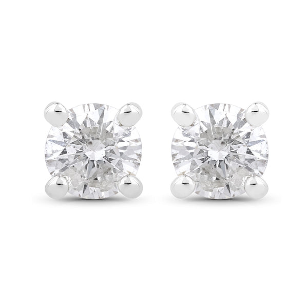 0.23 Carat Genuine White Diamond 10K White Gold Earrings