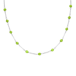 V3 Jewelry Natural Peridot Sterling Silver Ball Station Necklace