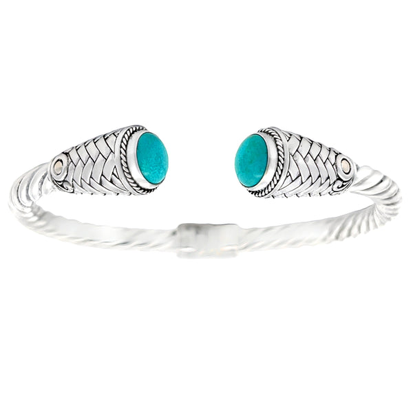 Turquoise Bangle Bracelet Sterling Silver 18KT Gold