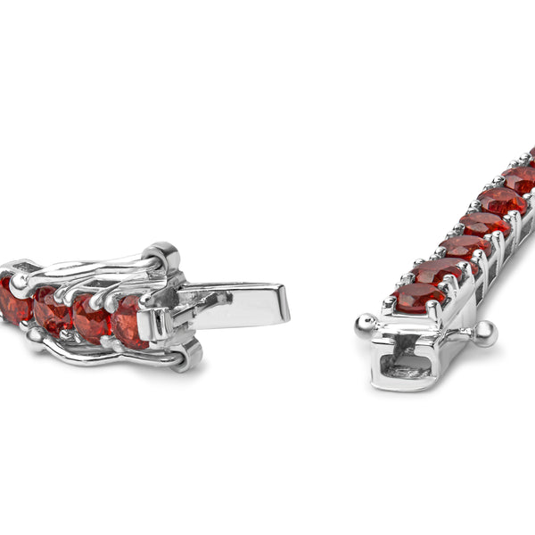 .925 Sterling Silver 10.0 Cttw Created Orange Garnet Tennis Bracelet - 7.25"