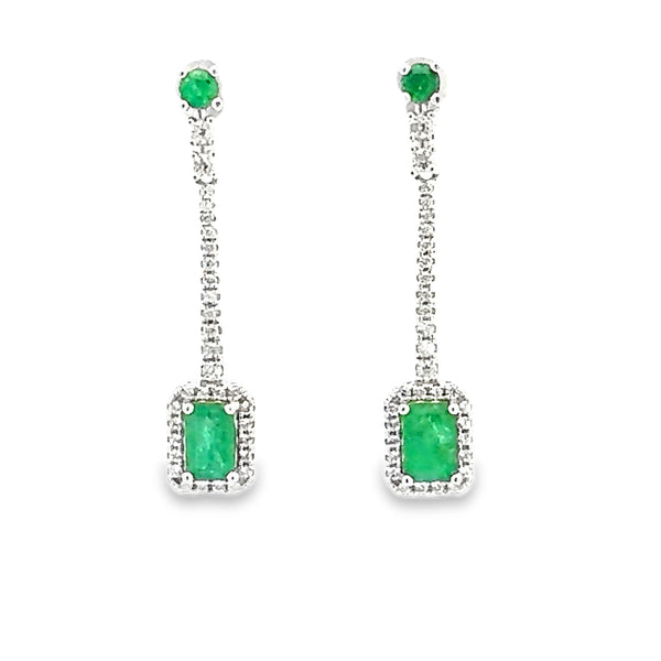 3.55ct Emerald Zircon Dangle Earrings Sterling Silver