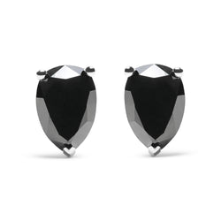 14K White Gold 2.00 Cttw Pear Cut Black Diamond Stud Earrings