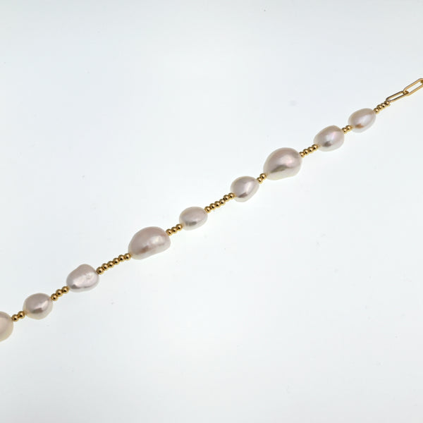 V3 Jewelry Freshwater Pearl & 18k Gold-Plated Adjustable Station Bracelet