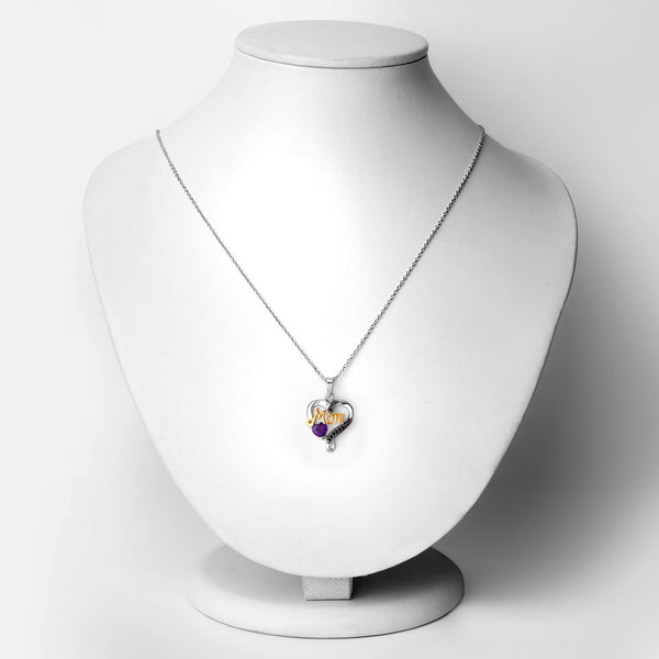 0.48 Carat Genuine Amethyst and Black Spinel .925 Sterling Silver Pendant