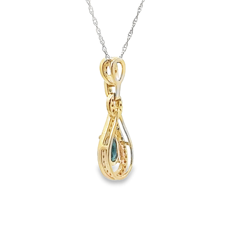 Sapphire Diamond Fashion Pendants 10KT Yellow Gold