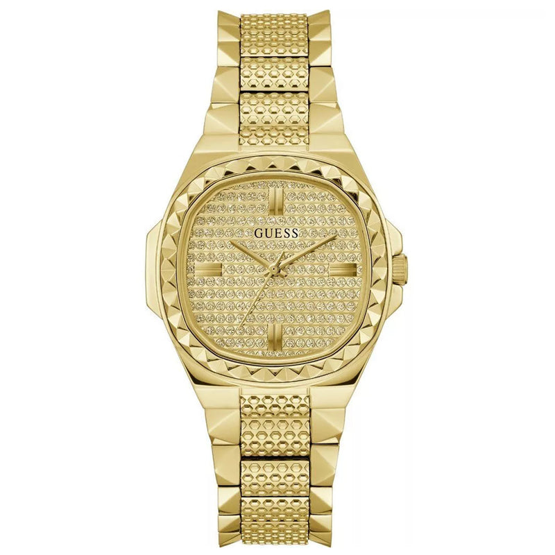 Guess Women's Rebellious Gold Tone Analog