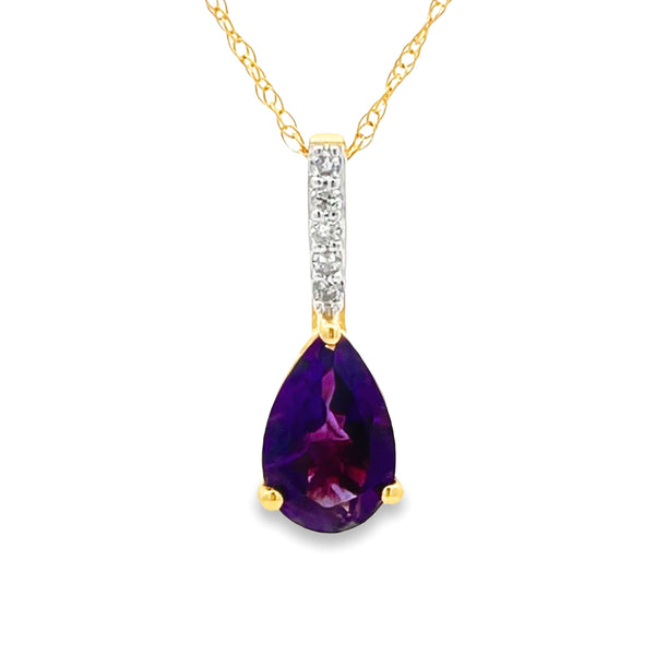 Amethyst Diamond Fashion Pendants 14KT Yellow Gold