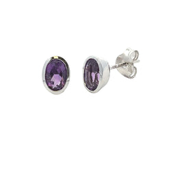 Natural .76ct Amethyst Stud Earrings 10KT White Gold