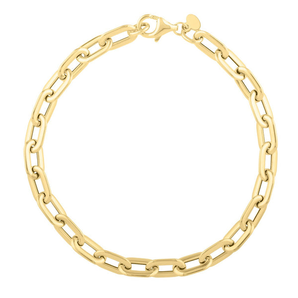 14k Yellow Gold Oval Domed Paperclip Chain Bracelet (5.30 mm)