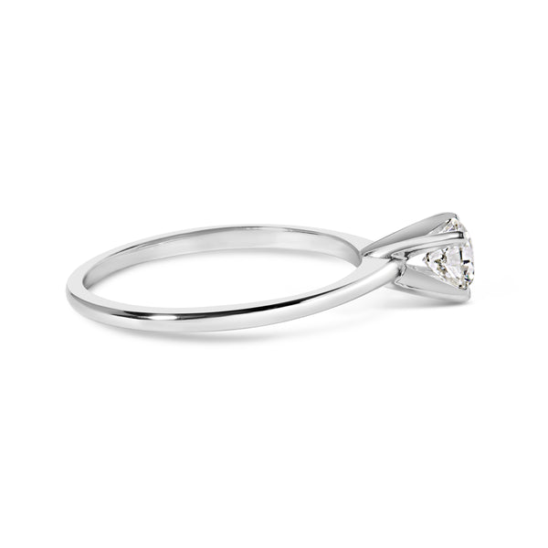 14K White Gold 1/2 Cttw Round Lab Grown Diamond 4 Prong Solitaire Engagement Ring (F-G Color, VS2-SI1 Clarity) - Size 7