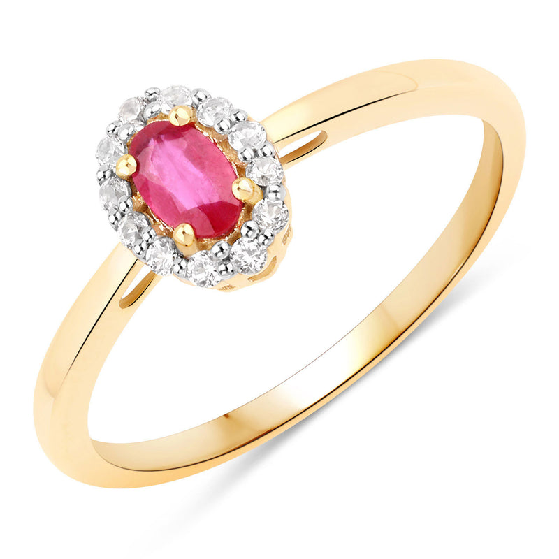 0.46 Carat Lead Free Ruby and Created White Sapphire 10K Yellow Gold Ring