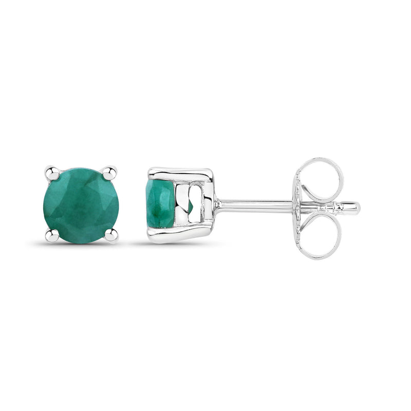 0.46 Carat Genuine Emerald .925 Sterling Silver Earrings