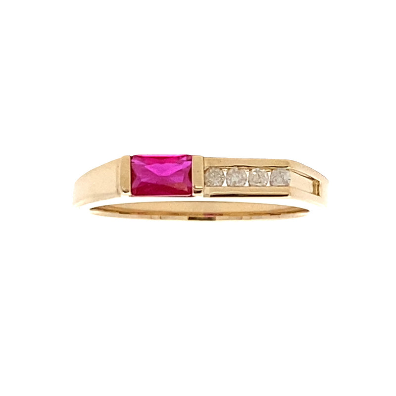 .06ct Created Ruby Diamond Ring 10KT Yellow Gold