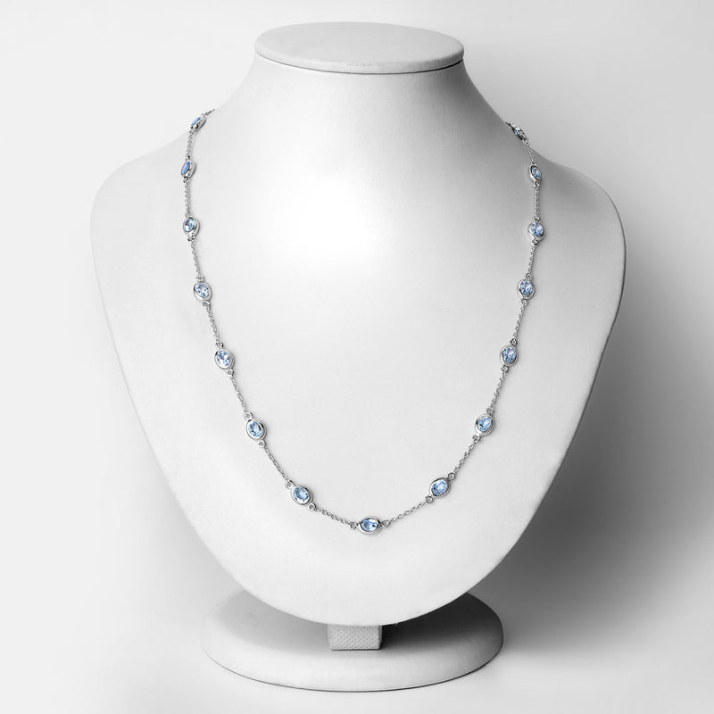 6.48 Carat Genuine Blue Topaz .925 Sterling Silver Necklace