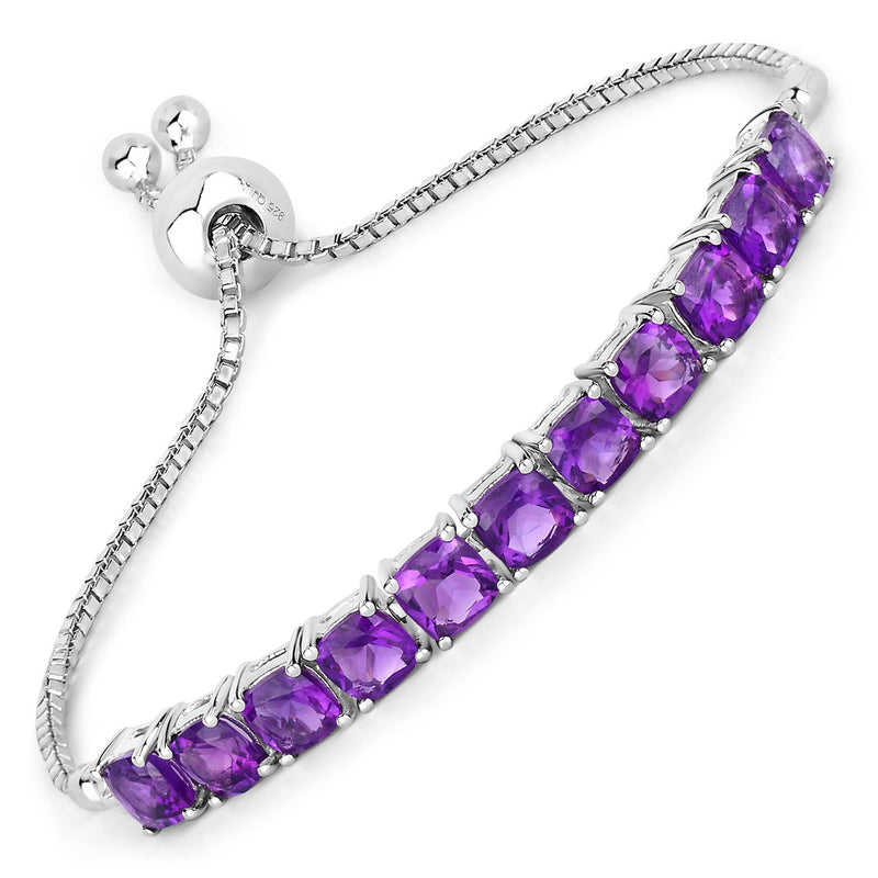 6.05 Carat Genuine Amethyst .925 Sterling Silver Bracelet