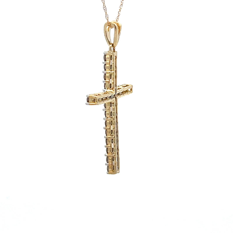 1.00ct Diamond Cross Religious Pendant 10KT Yellow Gold