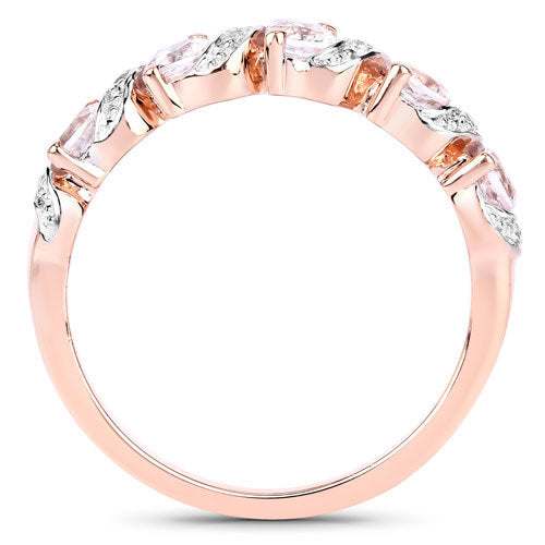 0.49 Carat Genuine Morganite and White Topaz .925 Sterling Silver Ring