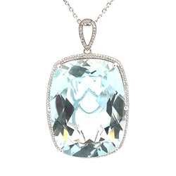 Blue Topaz Diamond Fashion Pendants 14KT White Gold