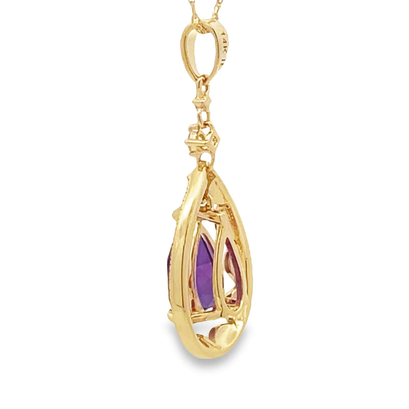 Amethyst Diamond Fashion Pendants 14KT Yellow Gold