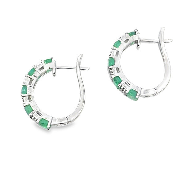 2.76ct Emerald Zircon Hoop Earrings Sterling Silver