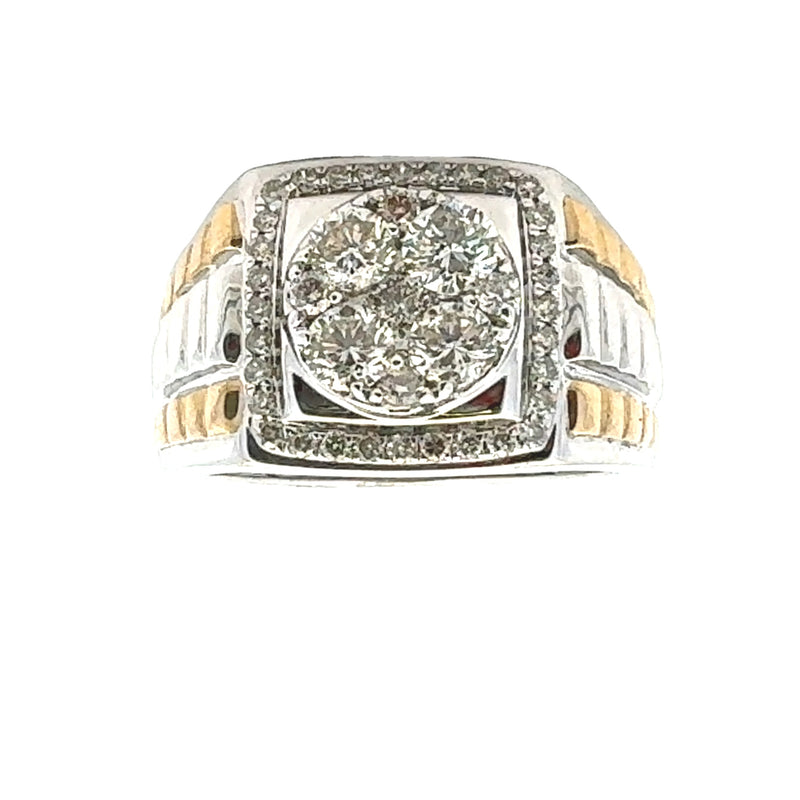 Natural 1.50ct Diamond Mens Ring 10KT 2 Tone Gold