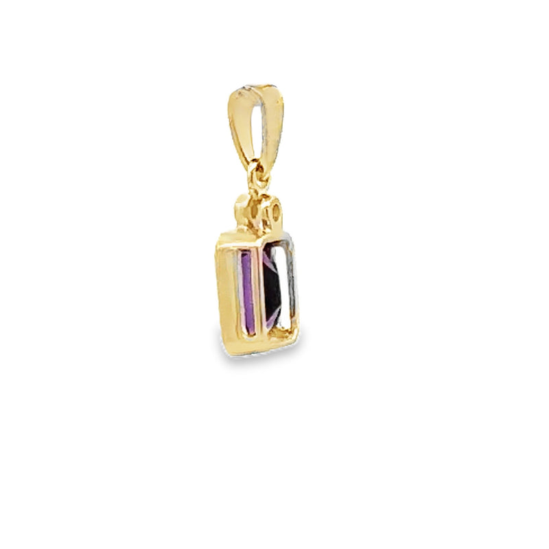 Amethyst Diamond Fashion Pendants 10KT Yellow Gold