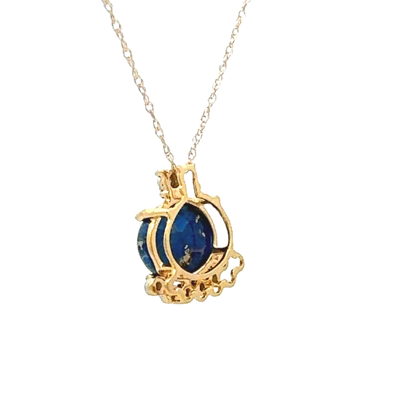 Lapis Lazuli Diamond Fashion Pendants 10KT Yellow Gold