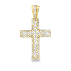 .75ct Diamond Cross Religious Pendant 10KT Yellow Gold