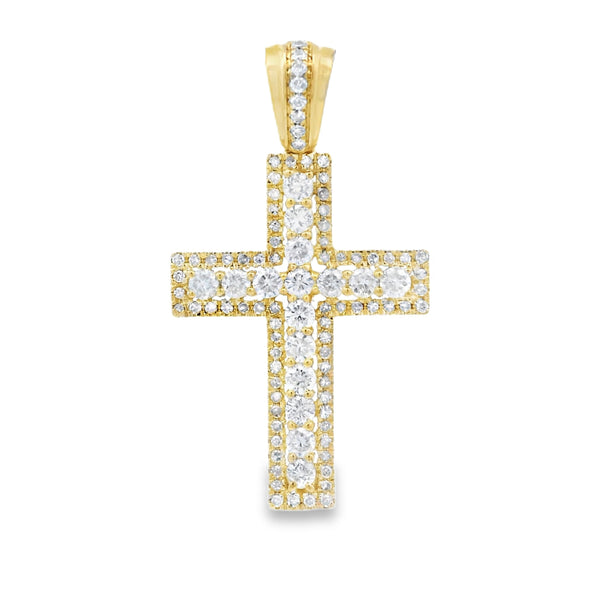 .75ct Diamond Cross Religious Pendant 10KT Yellow Gold