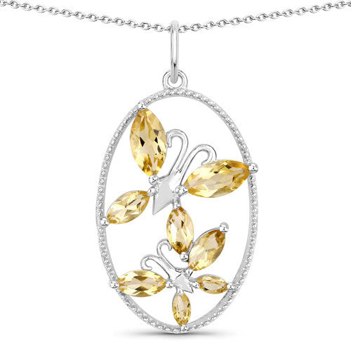 2.30 Carat Genuine Citrine .925 Sterling Silver Pendant