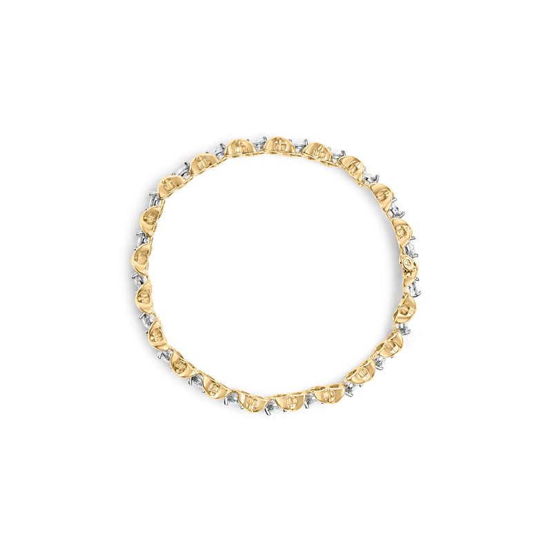 14K Yellow Gold 5.00 Cttw Round-Cut Diamond X-Link 7.5" Bracelet (J-K Color, I1-I2 Clarity)