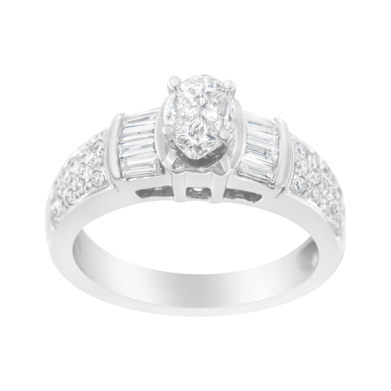 14K White Gold 1 ct TDW Solitaire Cocktail Ring (H-IVS1-VS2)
